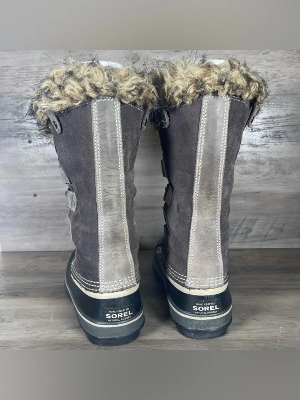 Sorel Women’s 9 Gray Joan of Arctic Waterproof Winter Boots Wool Lined‎ Lace Up